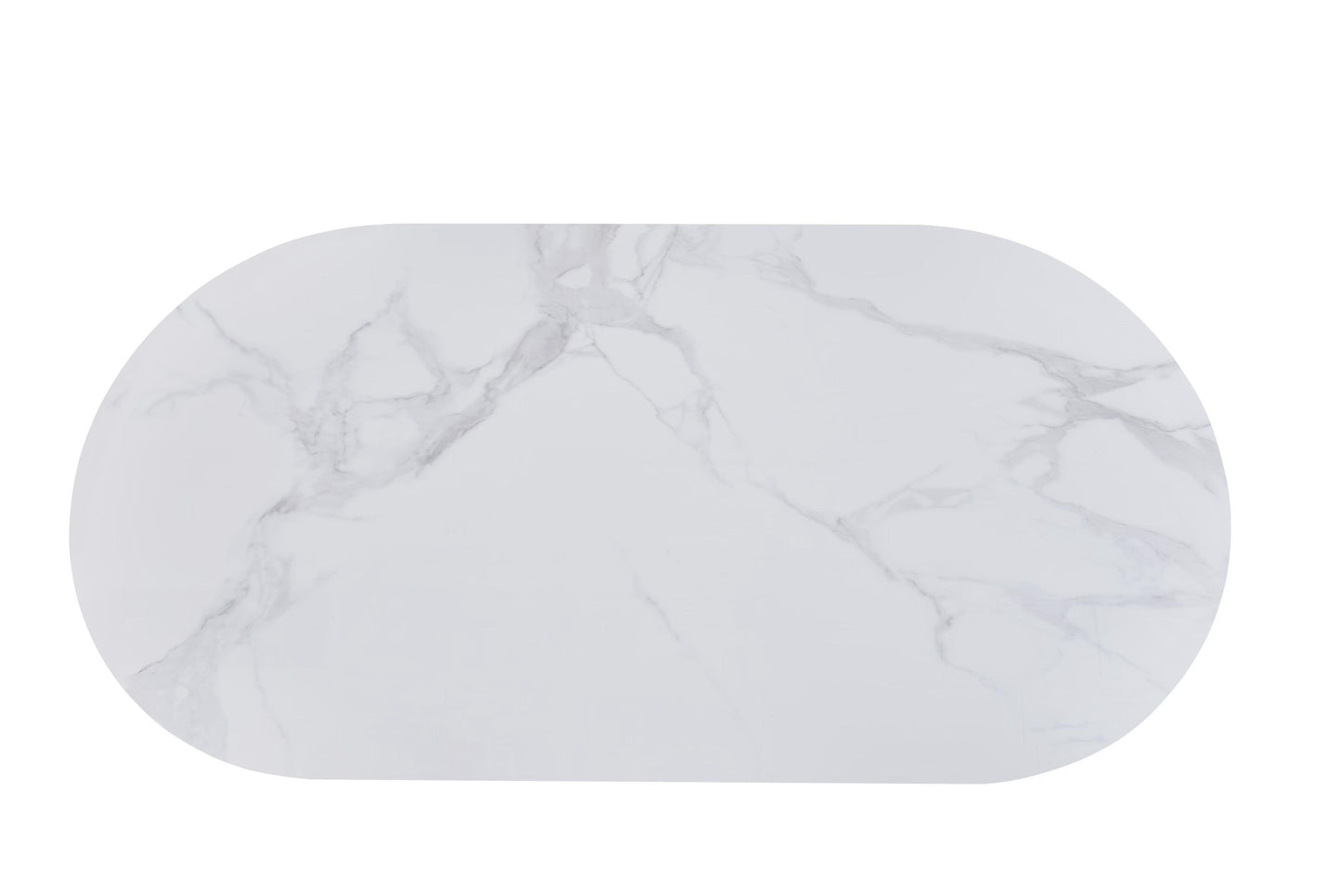Table à manger « Venezia» en céramique marbre blanc & pieds beiges