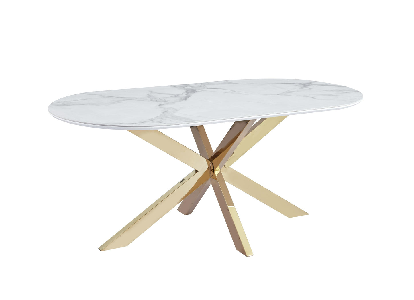 Table à manger « Manon» en céramique marbre blanc 180x90 cm