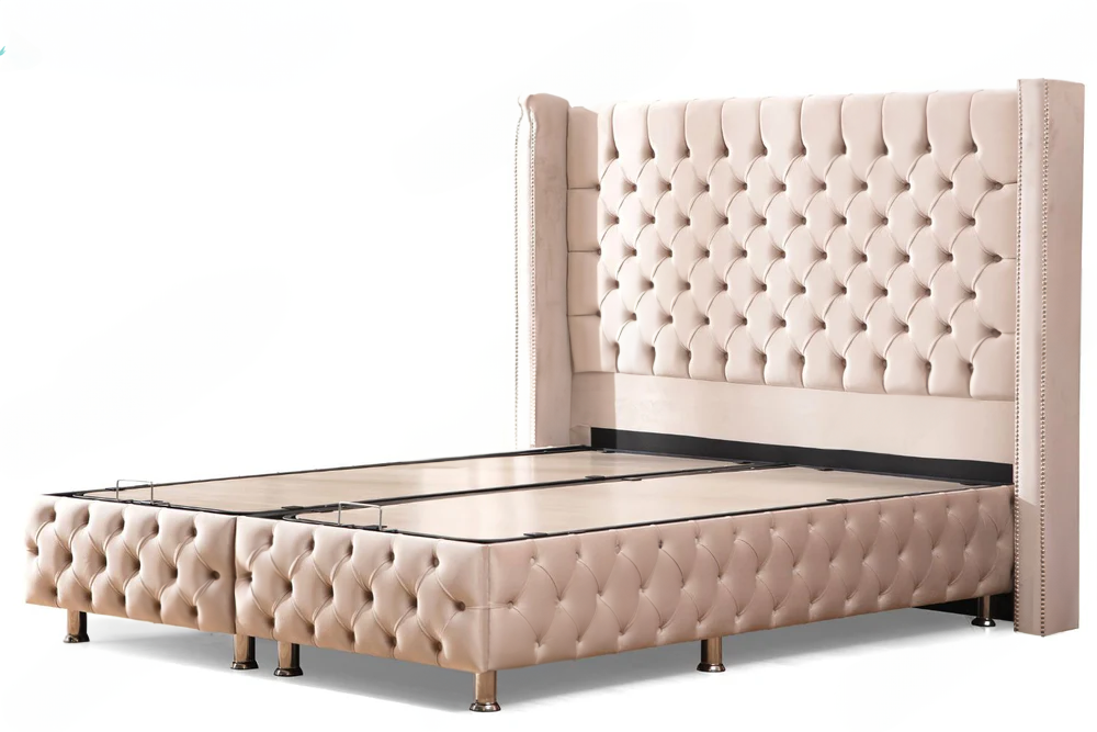 LIT COFFRE Clouté Beige