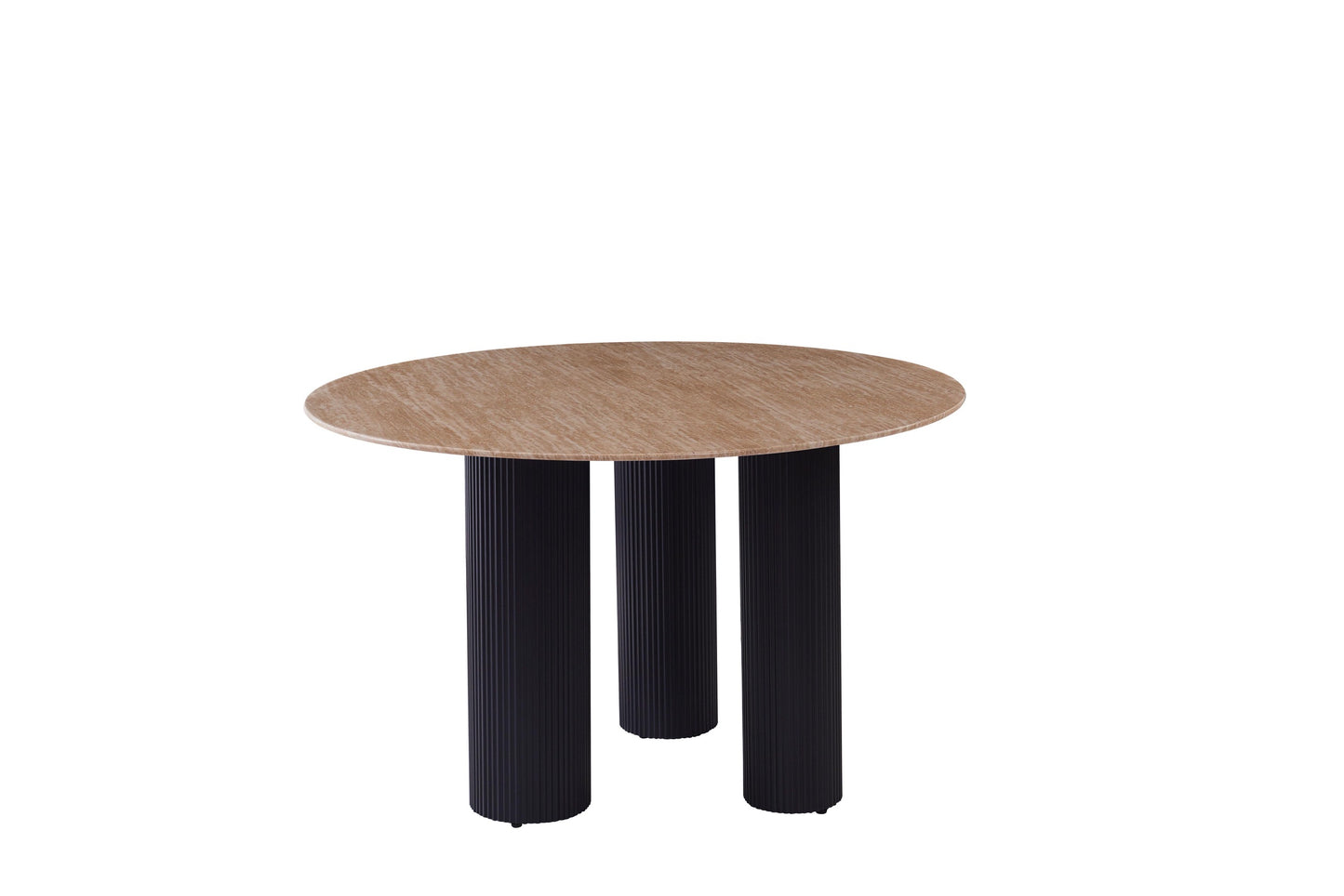 Table à manger « Anaîs » 3 pieds effet travertin plateau céramique 120 cm