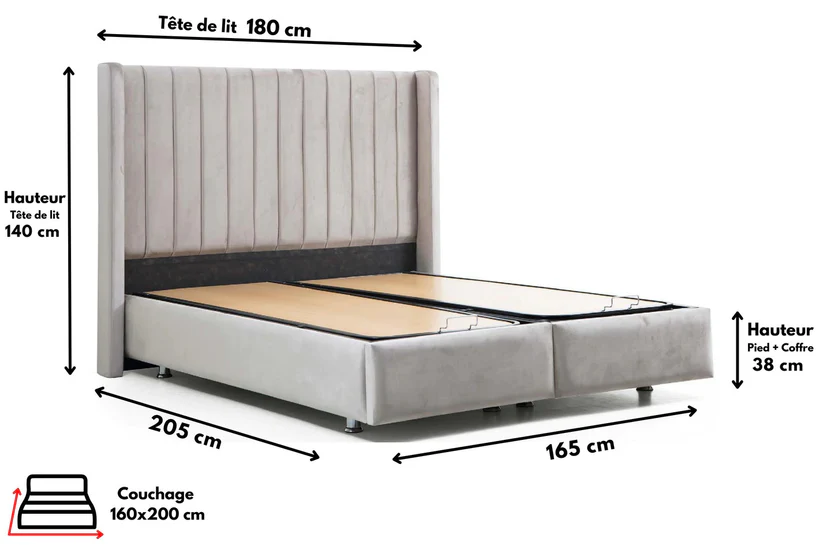 LIT COFFRE Tokyo Gris
