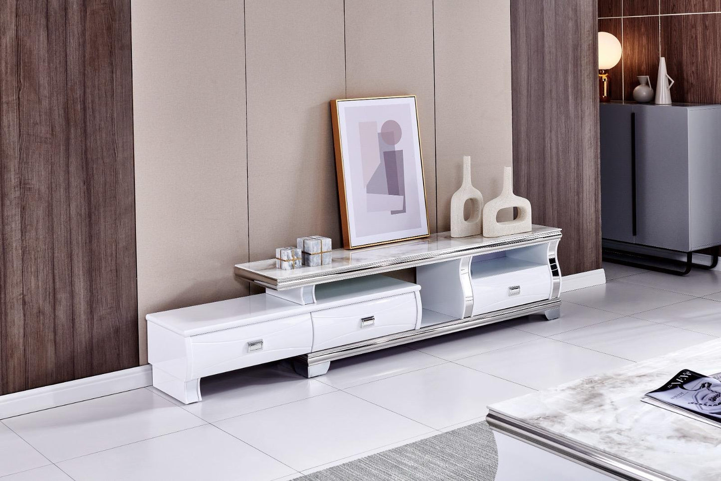 Meuble TV « Sarah» Marbre Beige
