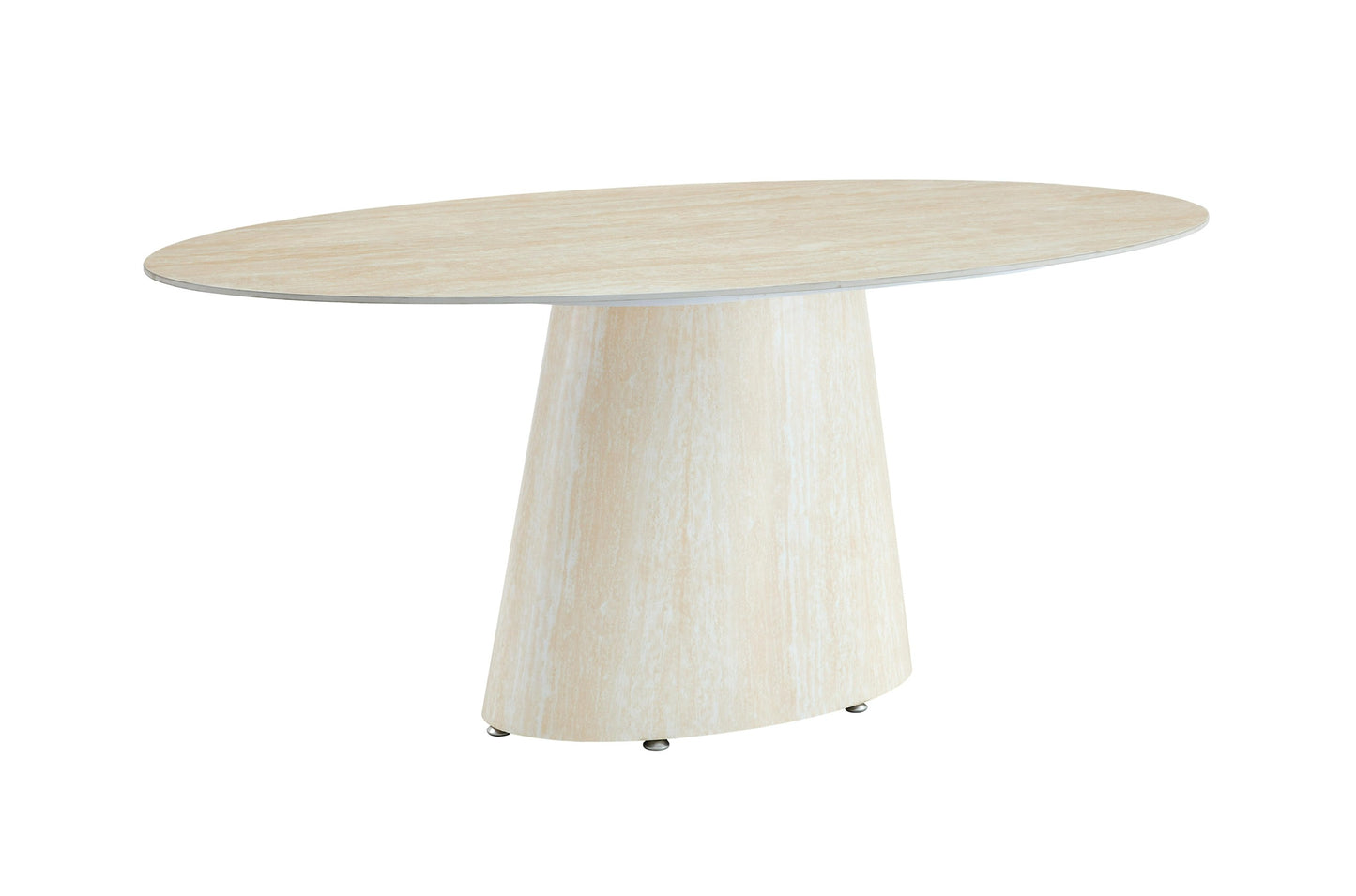 Table à manger « Ova » beige plateau céramique mat 120 cm