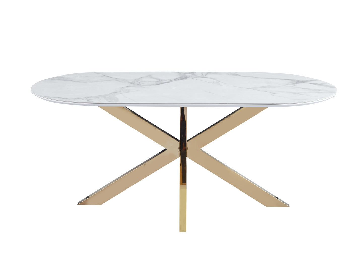 Table à manger « Manon» en céramique marbre blanc 180x90 cm