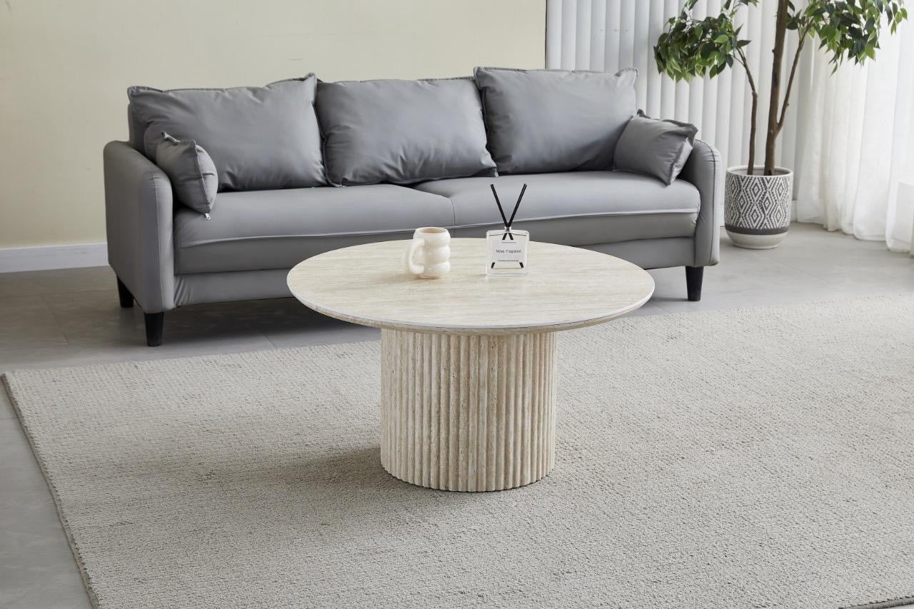 Table basse «Calypso» Céramique Travertin Ronde