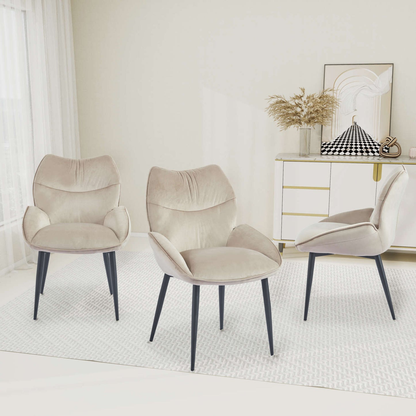 CHAISE LOHA PIED METAL NOIR TAUPE