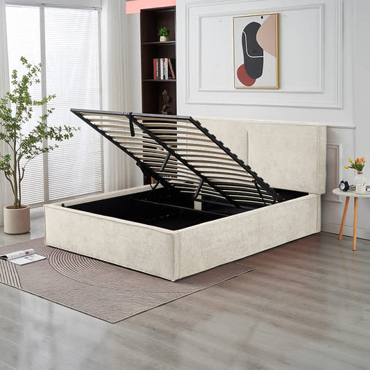 Lit Coffre Olivia Beige – Tissu Chenille