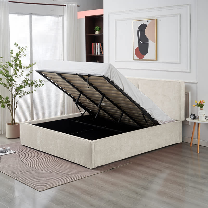 Lit Coffre Olivia Beige – Tissu Chenille