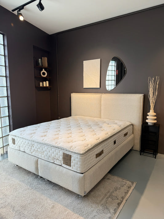 LIT COFFRE MAYA BLANC CASSÉ CHENILLE