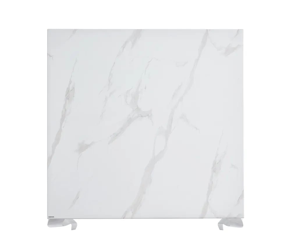 Table à manger Carré BAROQUE Chrome Marbre Blanc 140x140cm
