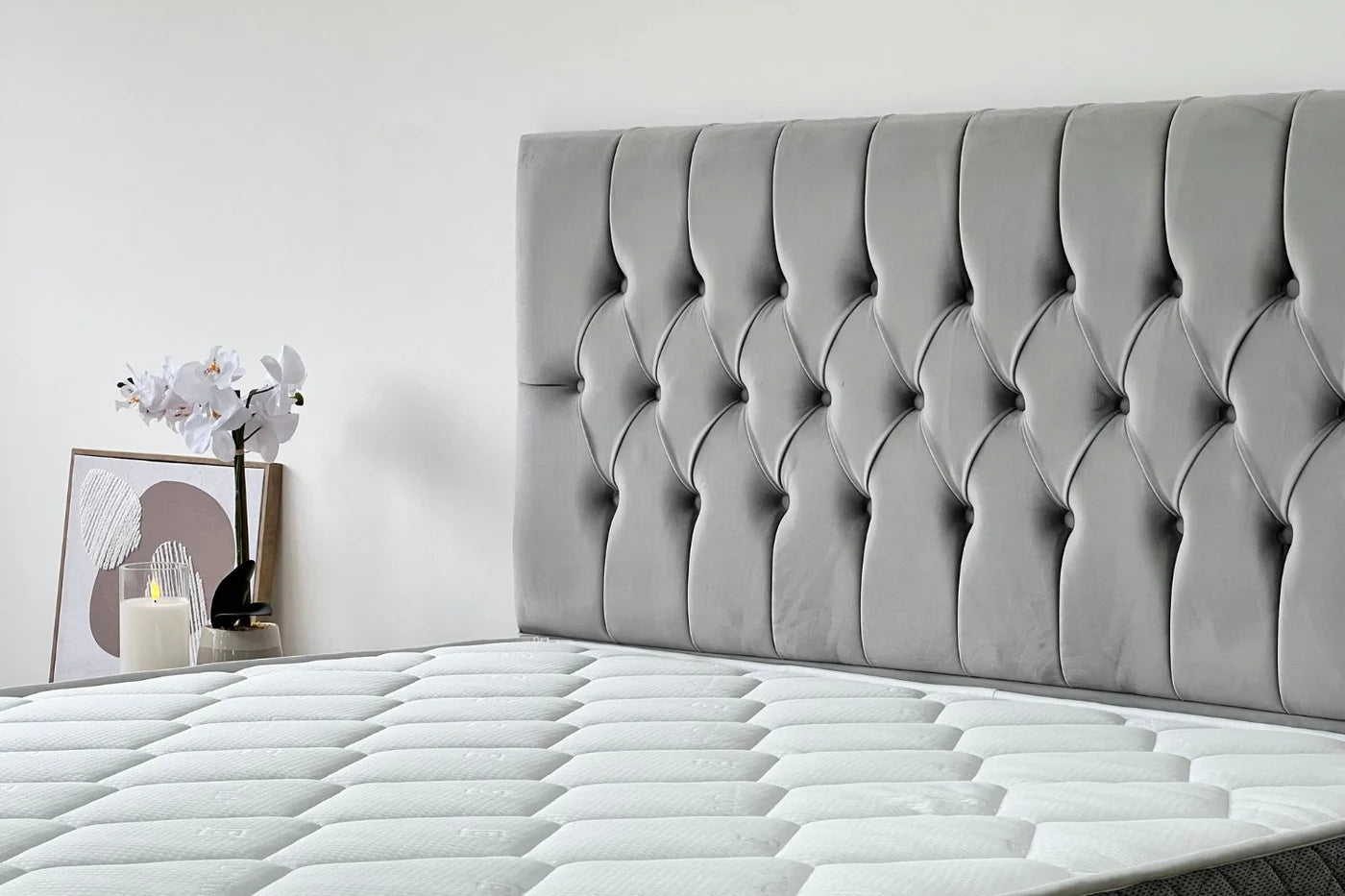 Lit Coffre HUGO BEIGE - Velours