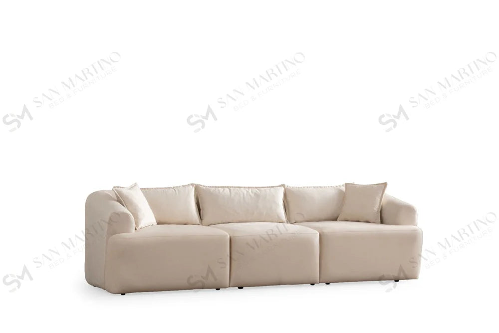 Canapé Mila Modulable Velours Blanc cassé