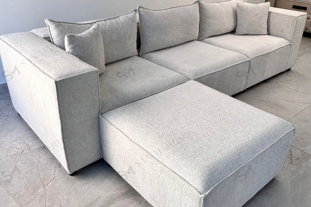 Canapé modulable Élégance 3+1 pouf en Chenille