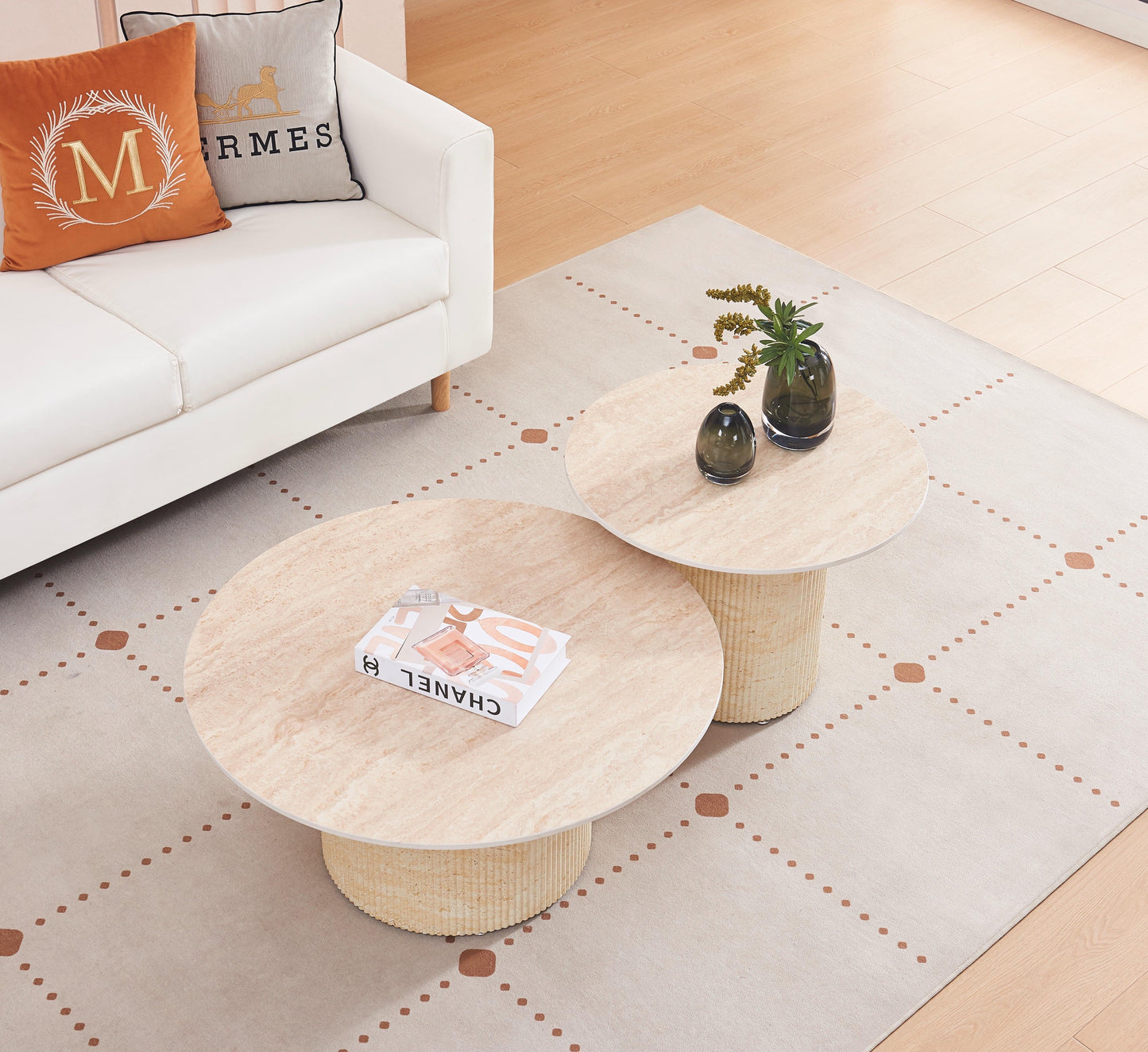 Table basse «Duo Baieta» Beige Céramique Travertin