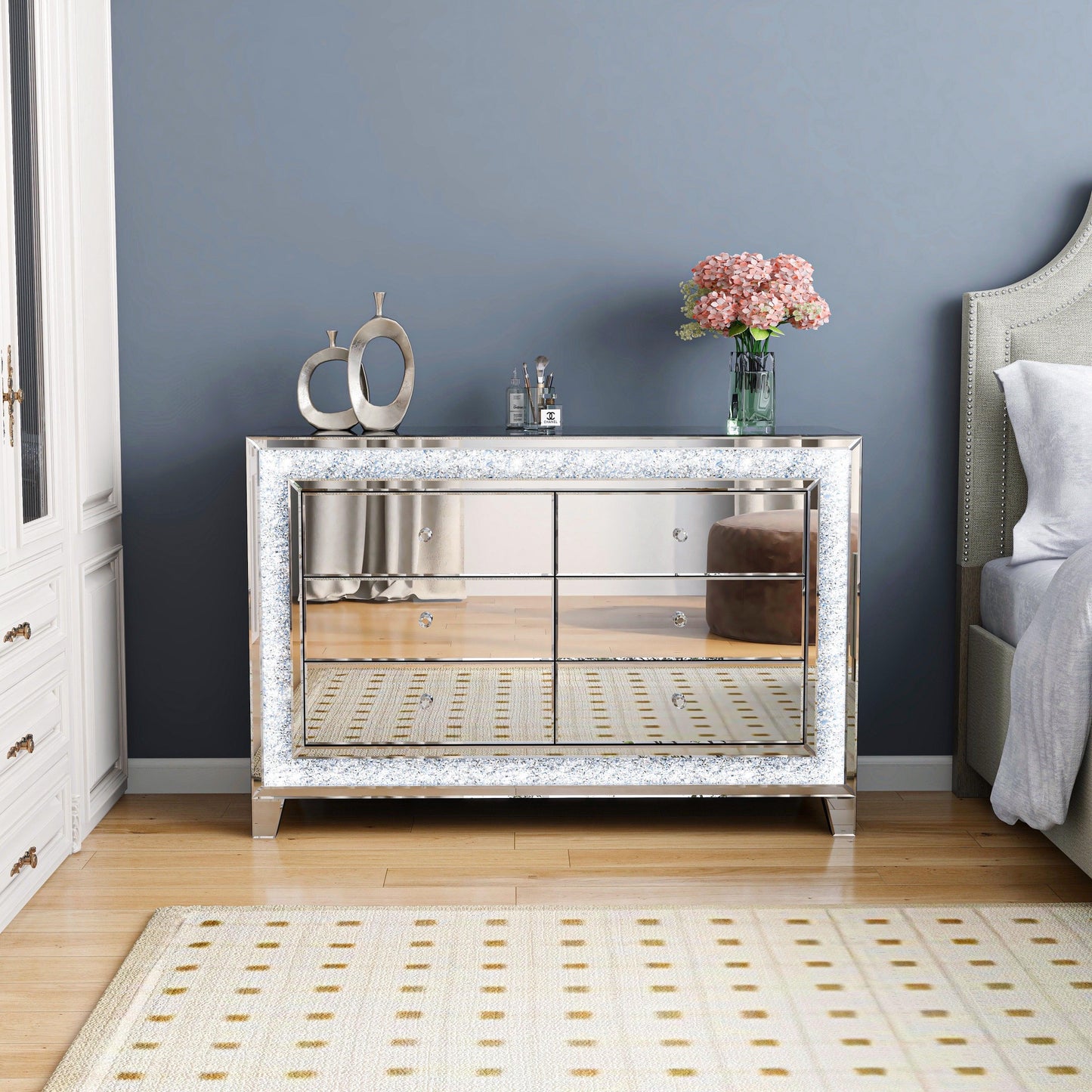 Commode Miroir Et Led 120x40x80 cm
