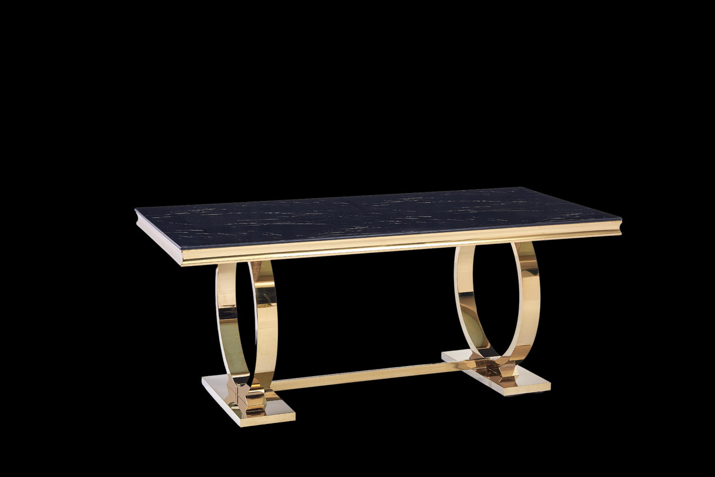 Table à manger « Omega Gold » Marbre Noir 180x90 cm