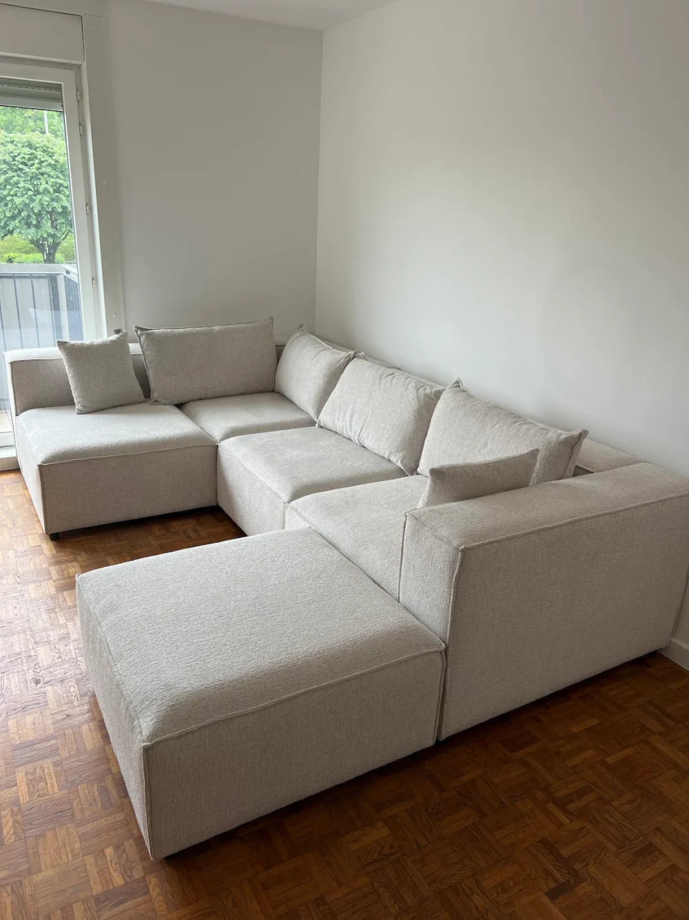 Canapé modulable Élégance 4+1 pouf en Chenille
