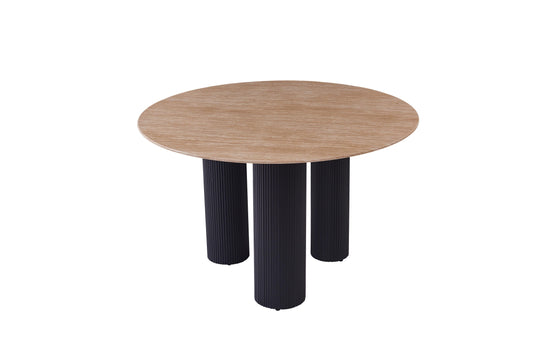 Table à manger « Anaîs » 3 pieds effet travertin plateau céramique 120 cm
