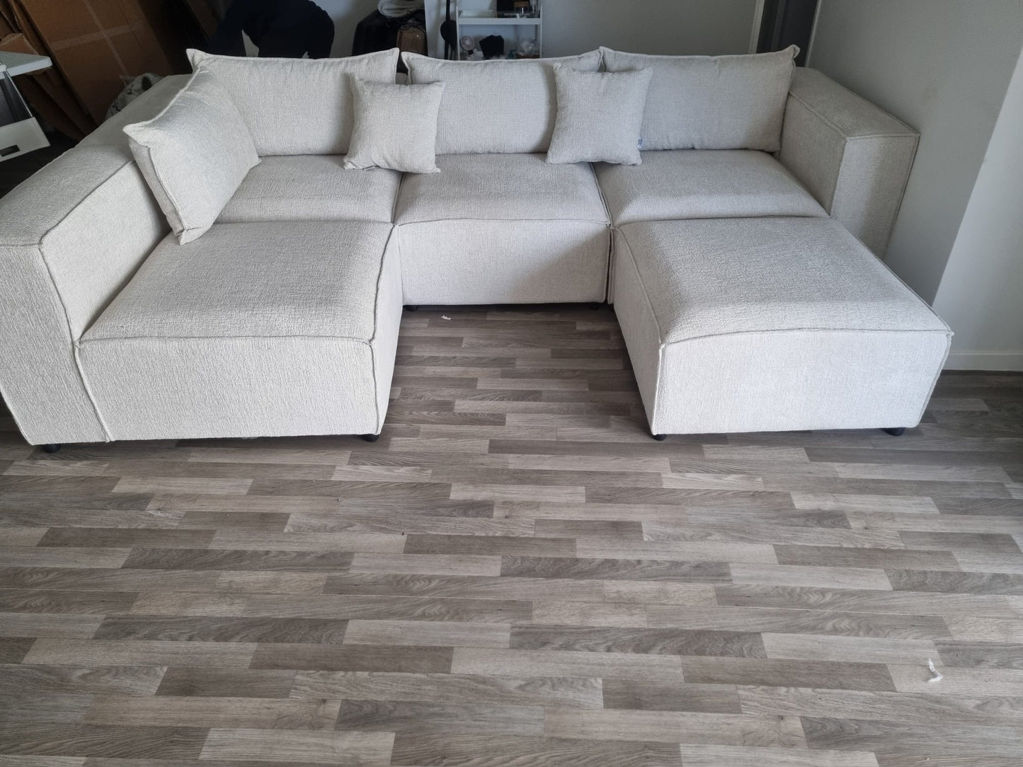 Canapé modulable Élégance 4+1 pouf en Chenille