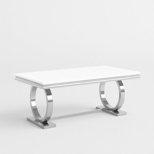 Table à manger « Omega Chrome » Marbre Blanc 180x90 cm