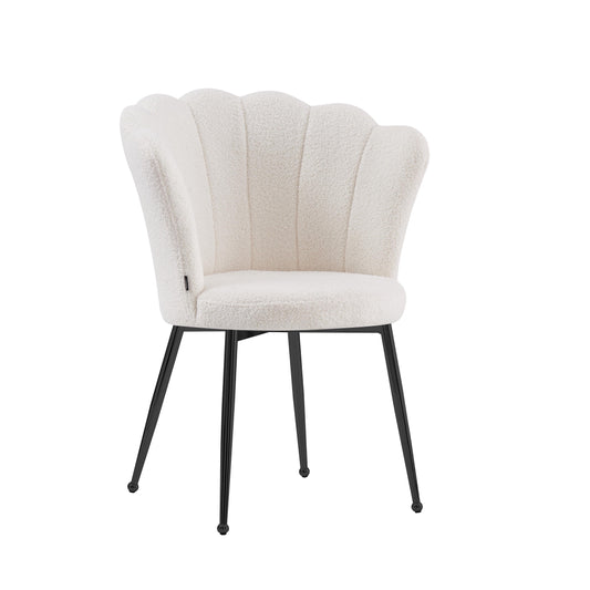 Chaise "Nymphea" Bouclette Pied Métal Noir