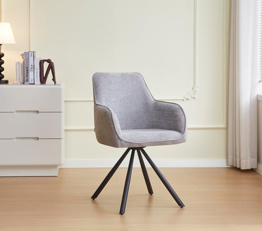 Chaise Avec Accoudoir "Lola" Pied Métal Noir (Gris, Ecru, Taupe)