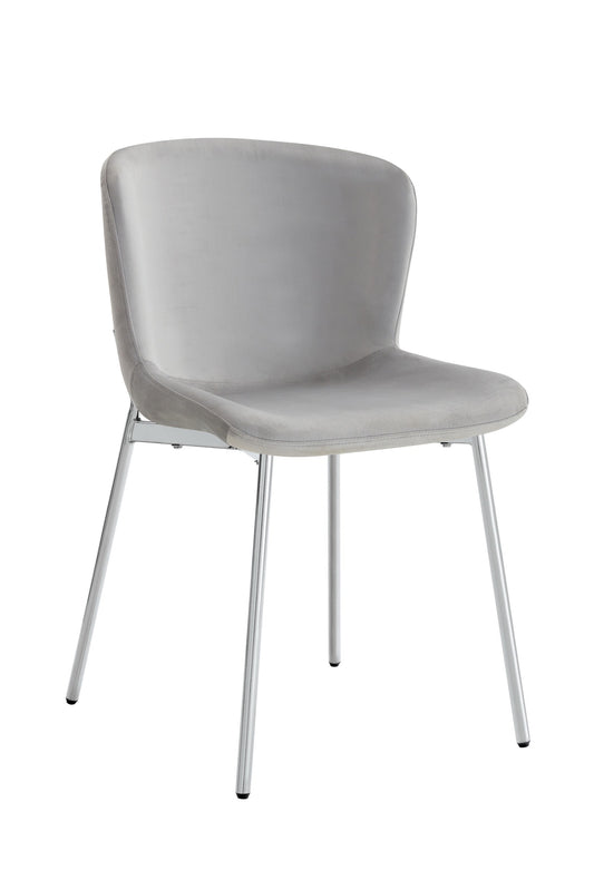 Chaise "Hailey" Gris Pied Chrome (Gris, Écru, Moka, Noir)