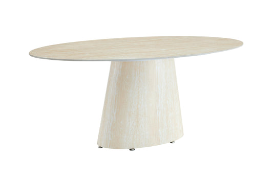 Table à manger « Ova » beige plateau céramique mat 120 cm