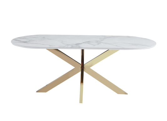 Table à manger « Manon» en céramique marbre blanc 200x100 cm