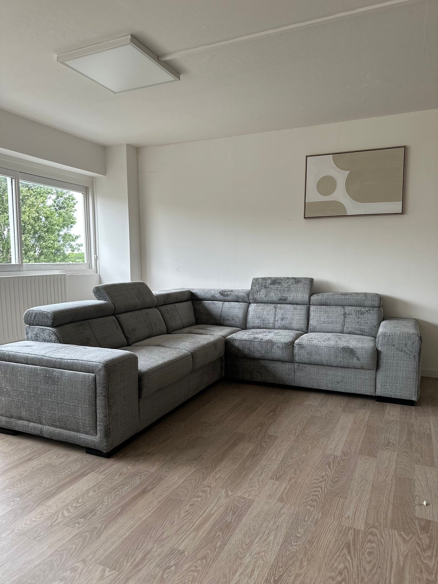 Canapé Karola Convertible Tissu Marbella Gris Anthracite