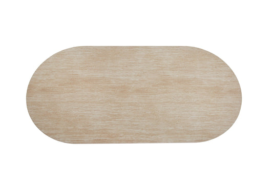 Table à manger « Coco » pieds colonnes effet travertin plateau céramique travertin 180x90x75 cm