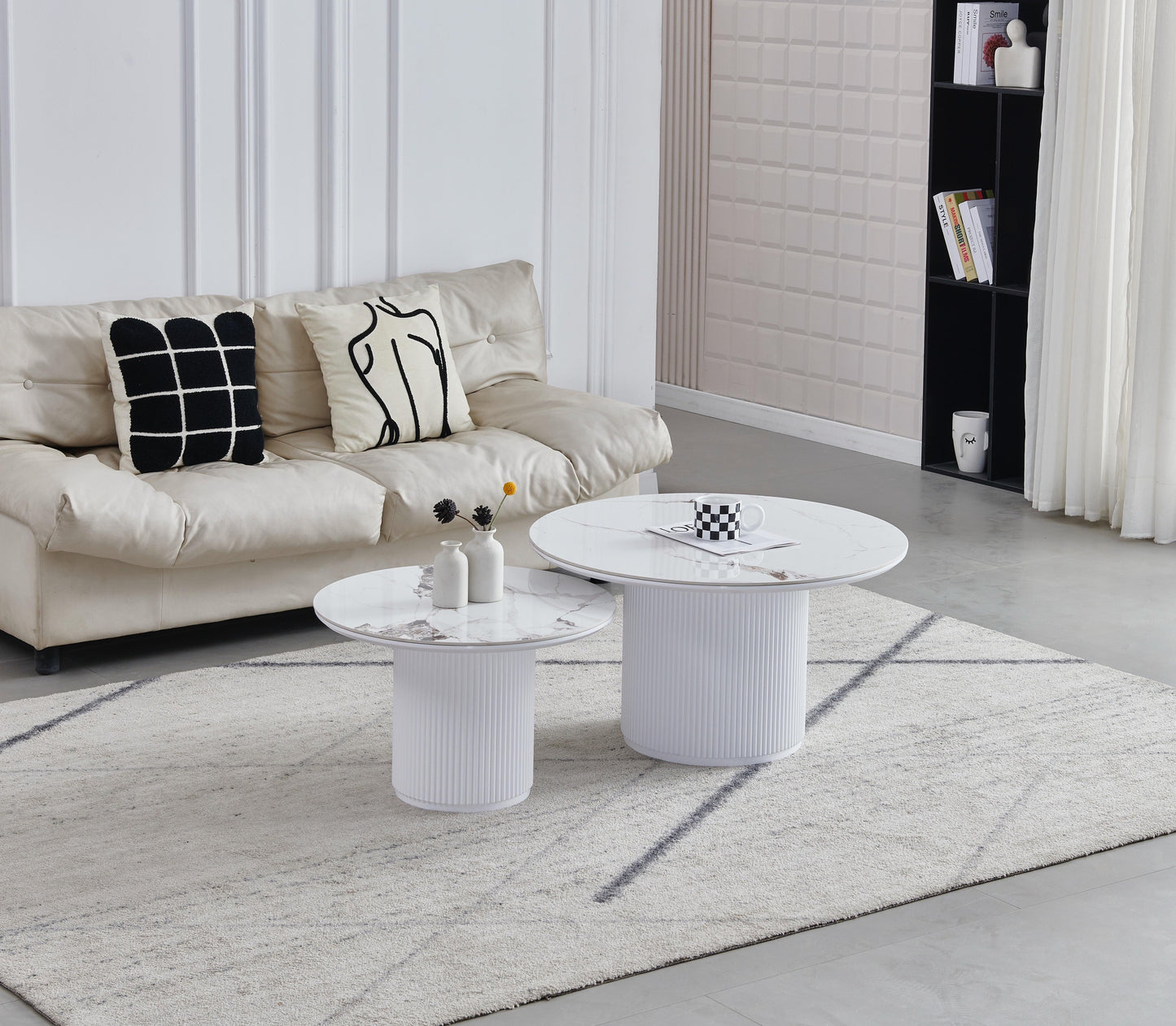 Table basse «Gigogne» Duo Marbre Beige