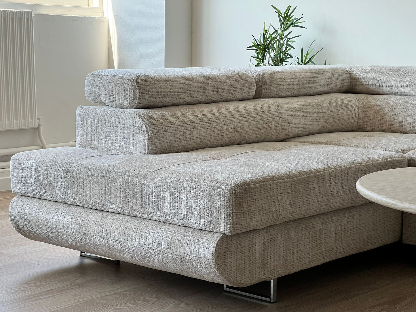 Canapé convertible TONY en tissu marbella beige