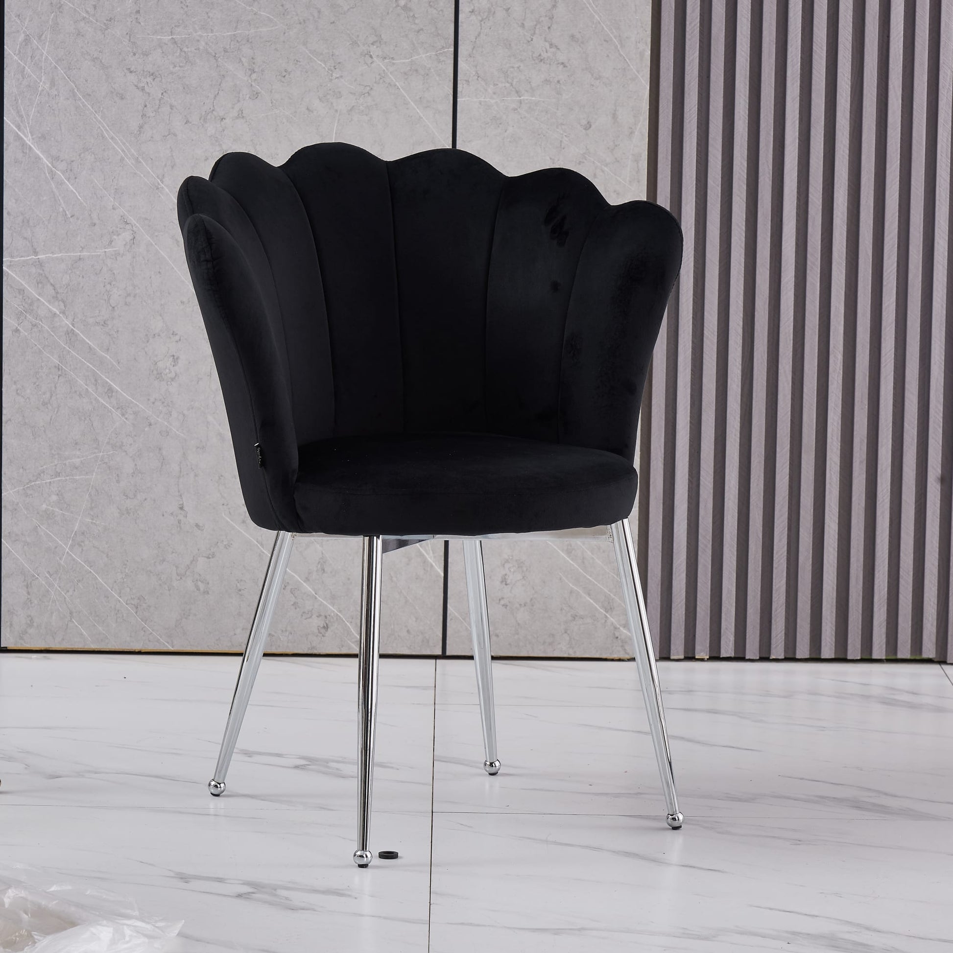 CHAISE NYMPHEA CHROME VELOURS NOIR