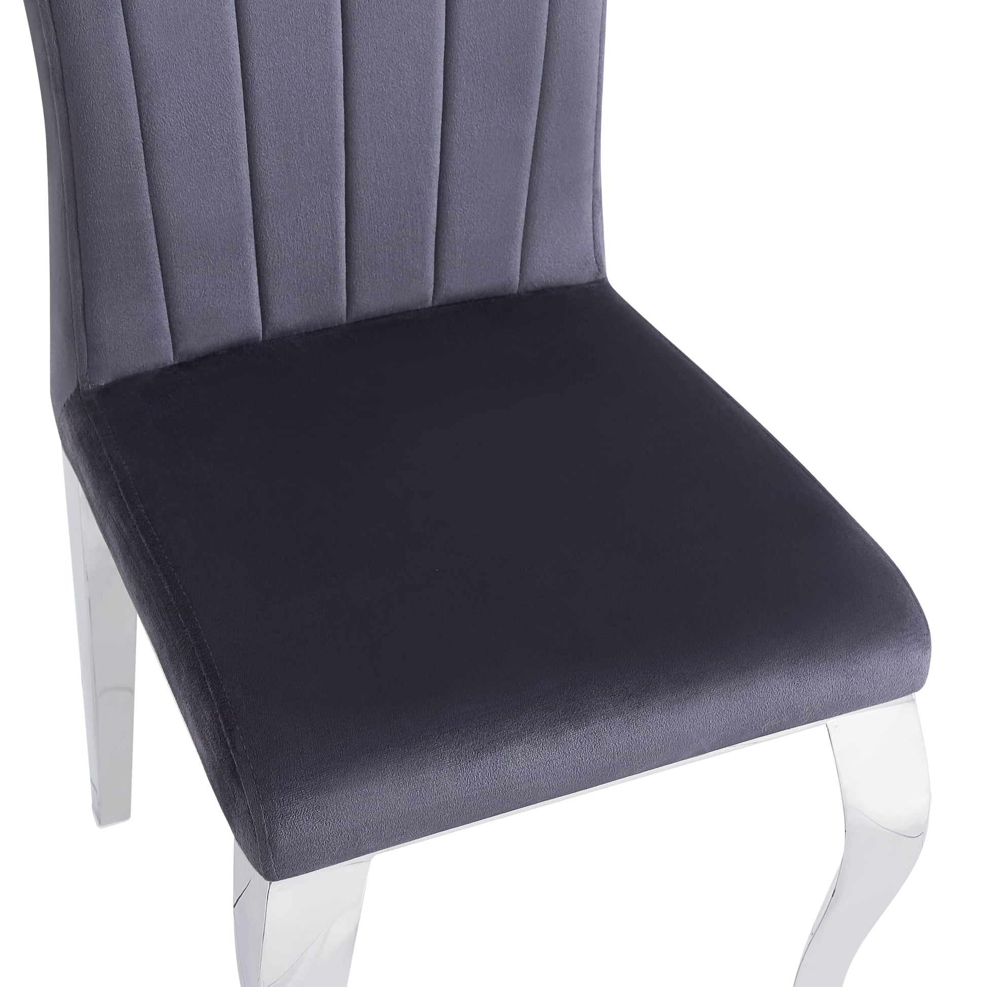 Chaises baroque Louis pied chrome tissu velours ardoise gris