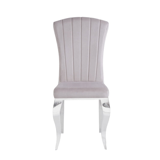 Chaises baroque Louis pied chrome tissu velours moka