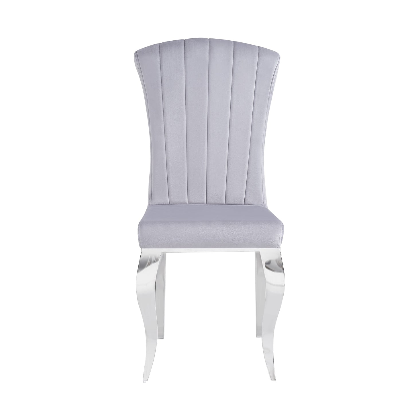 Chaises baroque Louis pied chrome tissu velours gris