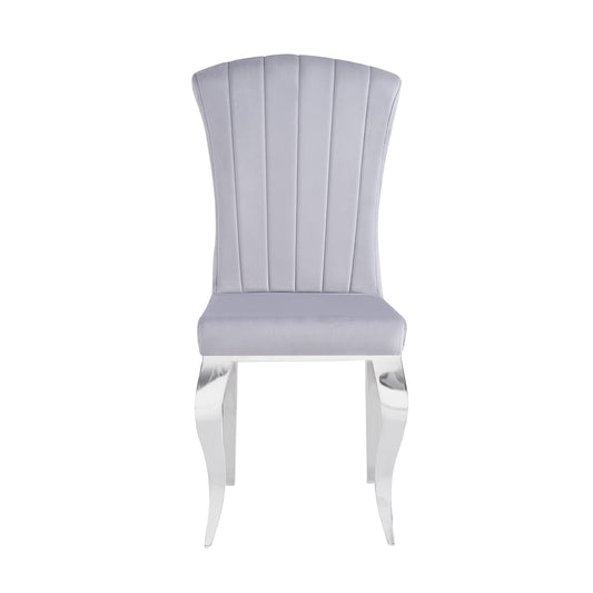 Chaises baroque Louis pied chrome tissu velours gris