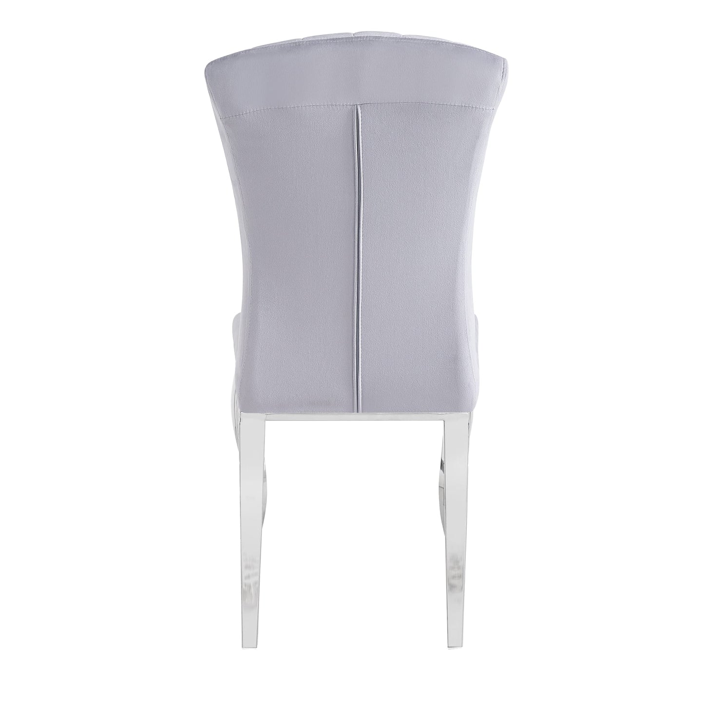 Chaises baroque Louis pied chrome tissu velours gris