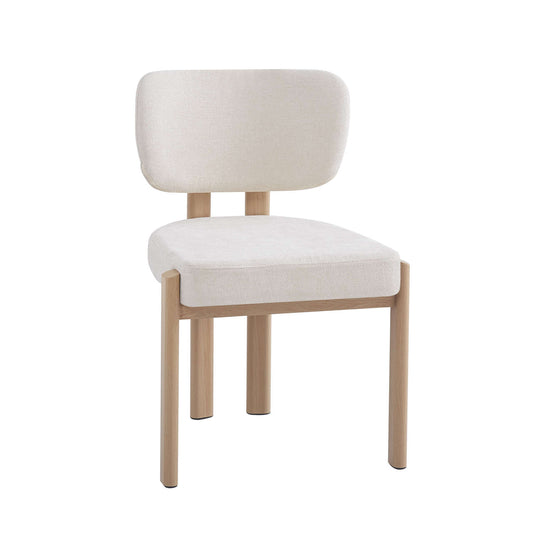 CHAISE BAGUETTE PIED EFFET BOIS SERGE CHENILLE BEIGE