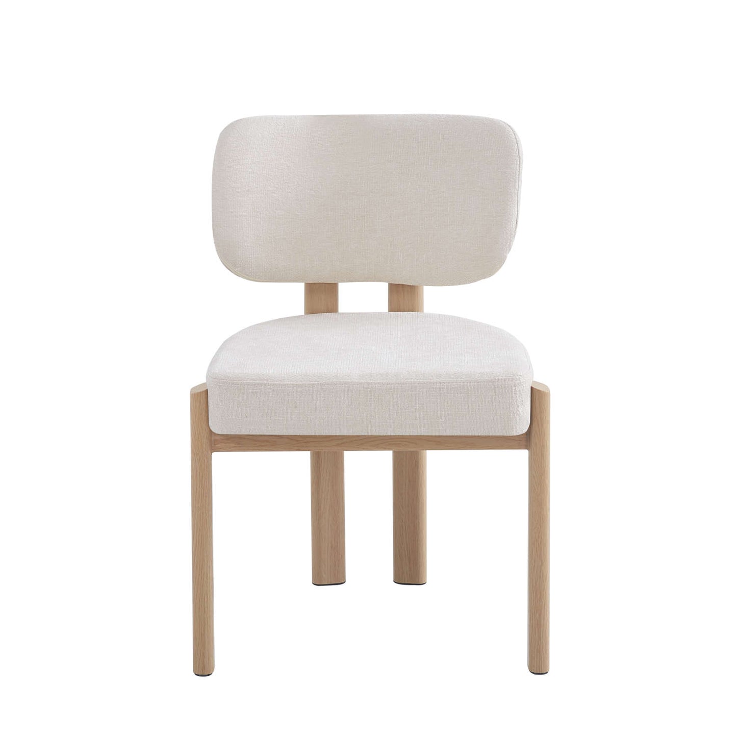 CHAISE BAGUETTE PIED EFFET BOIS SERGE CHENILLE BEIGE