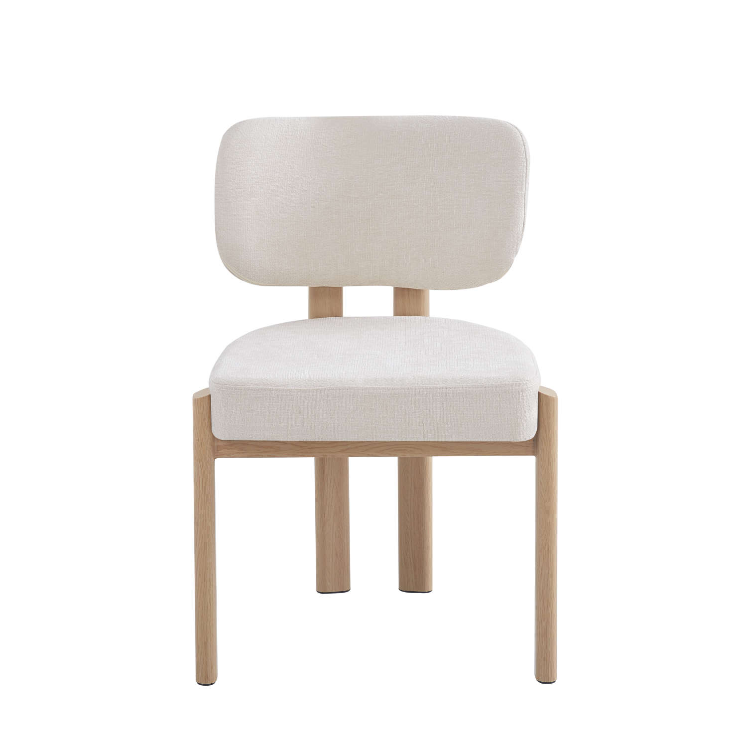 CHAISE BAGUETTE PIED EFFET BOIS SERGE CHENILLE BEIGE