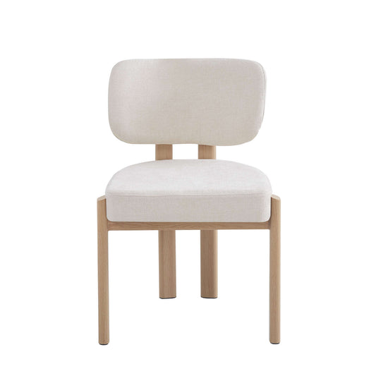CHAISE BAGUETTE PIED EFFET BOIS SERGE CHENILLE BEIGE