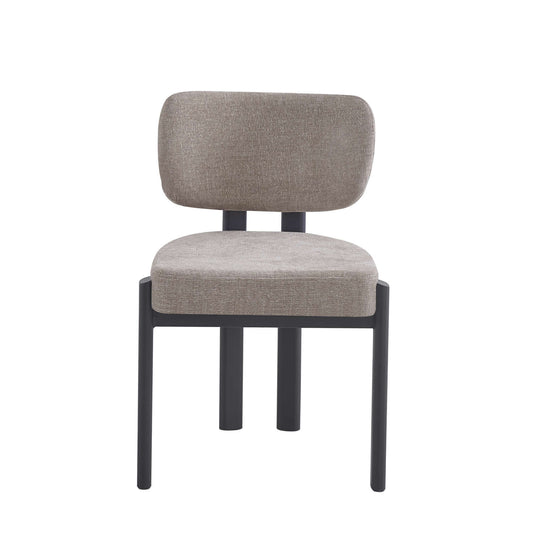 CHAISE  BAGUETTE PIED METAL NOIR  SERGE CHENILLE MOKA