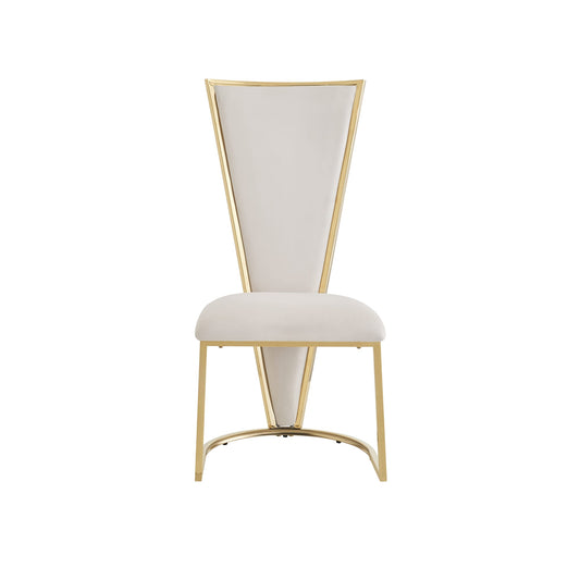 CHAISES MELISSA PIED METAL GOLD ASSISE VELOURS BEIGE