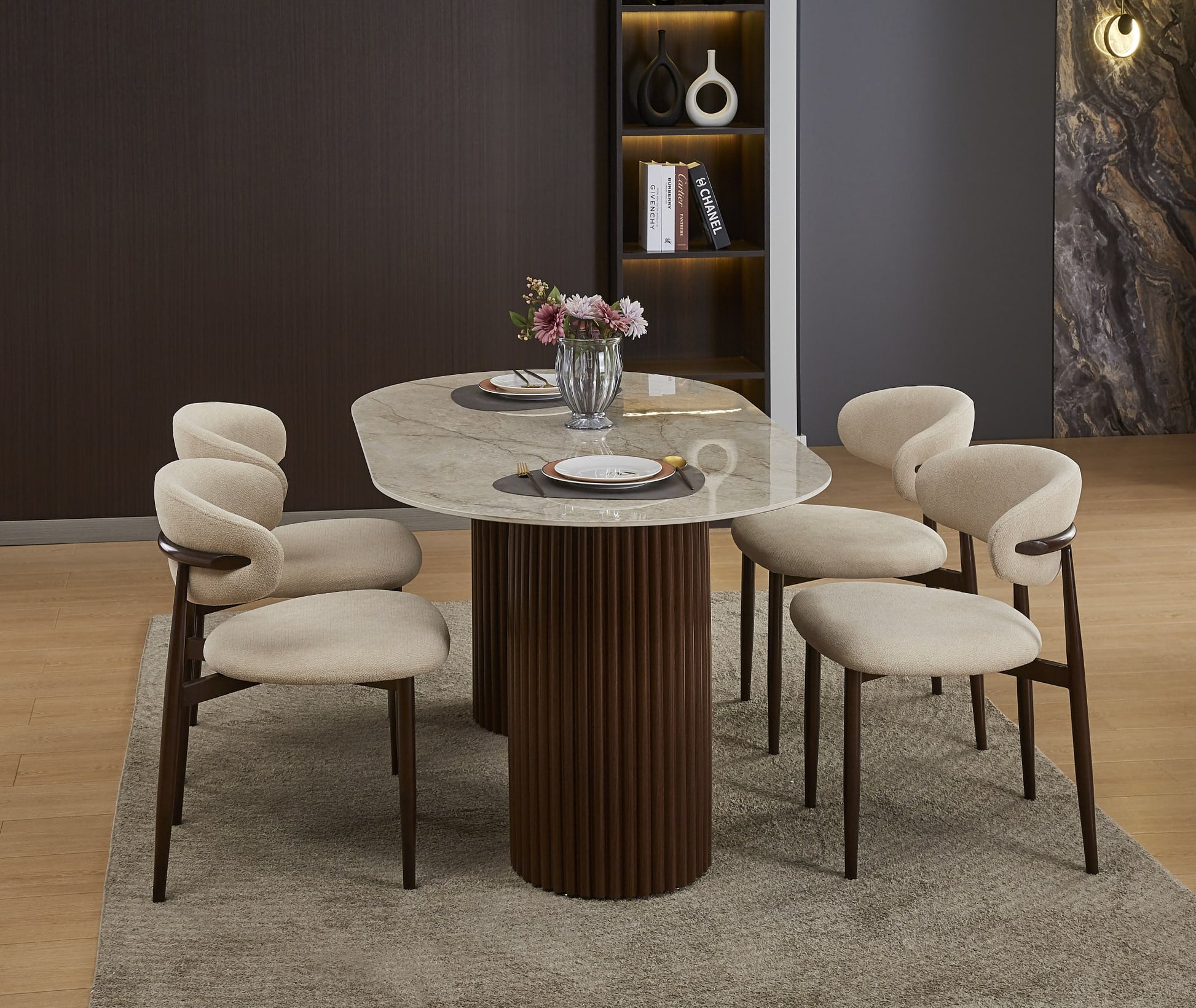 TABLE A MANGER KEYSHA PIED NOYER PLATEAU CERAMIQUE SHAKESPEARE GRIS
160cm
