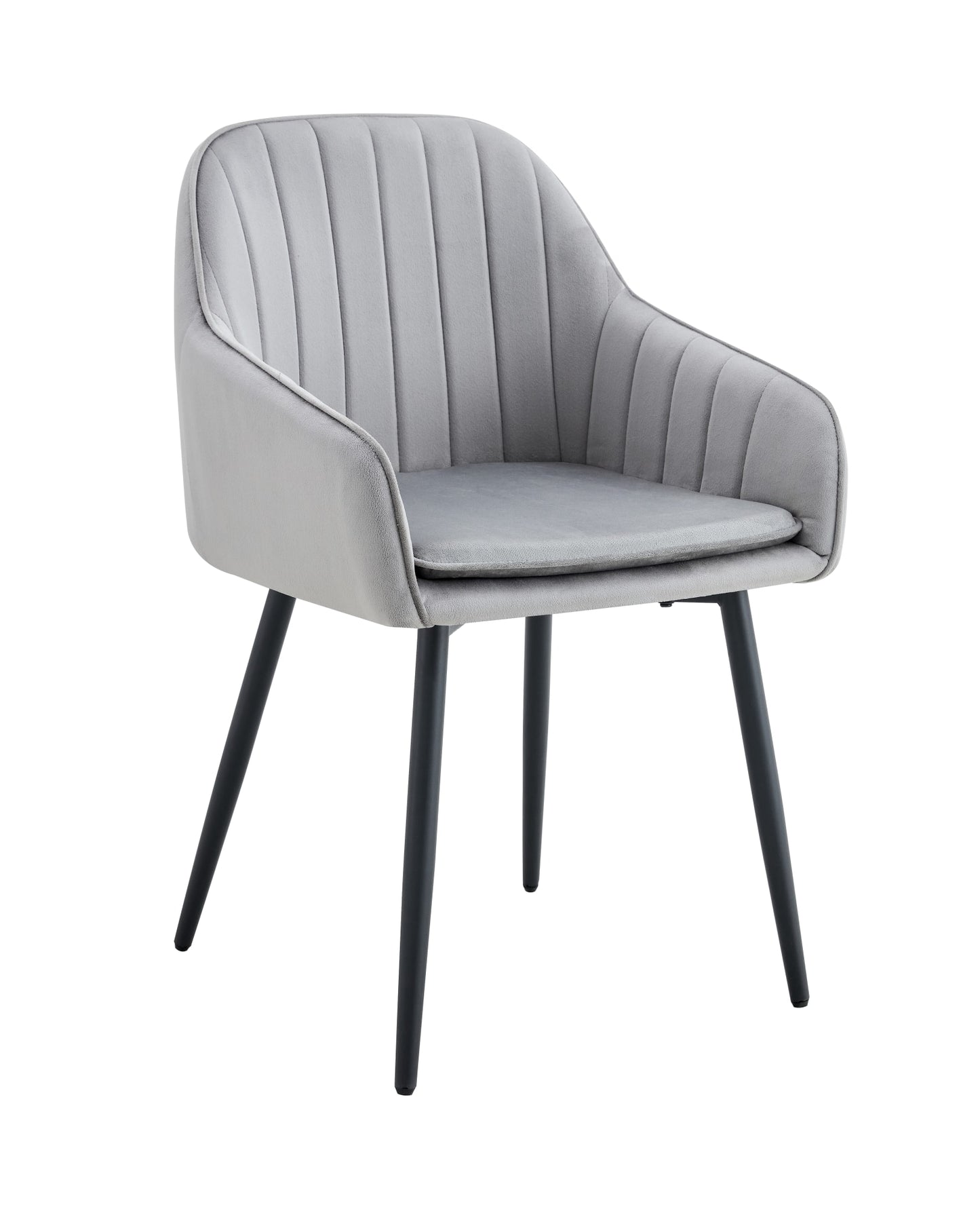 CHAISE PAMS PIED NOIR VELOURS GRIS