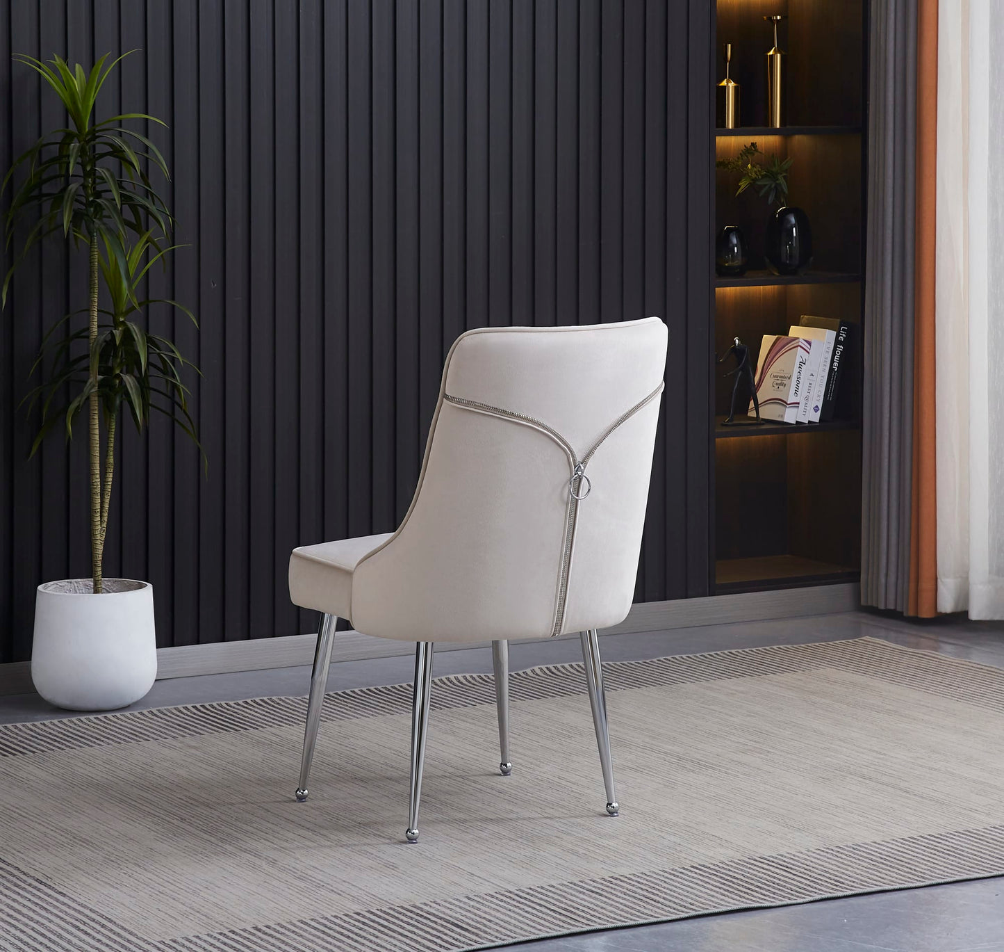 CHAISE ZIP CHROME VELOURS BEIGE