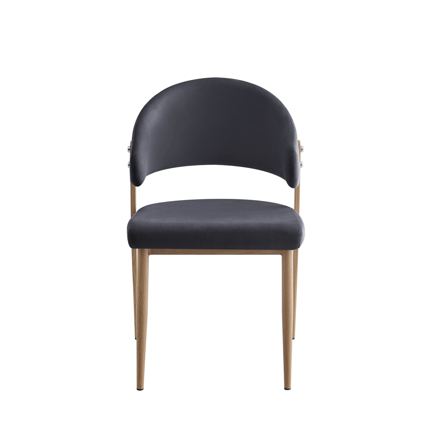 CHAISE LAMIA PIEDS EFFET BOIS TISSU VELOURS ANTHRACITE