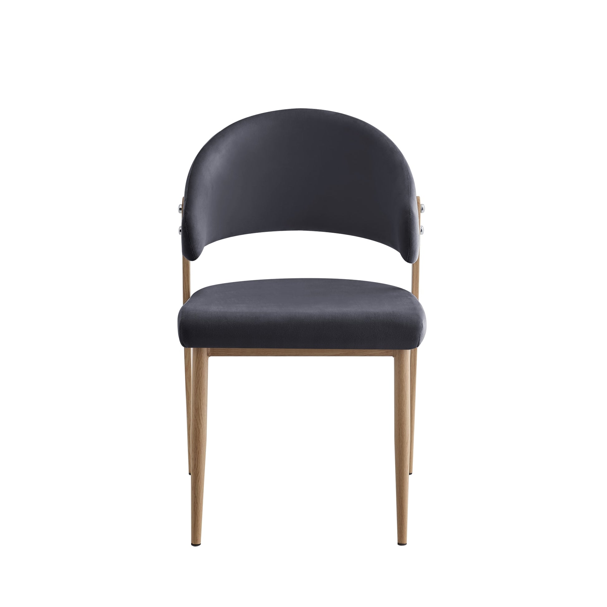 CHAISE LAMIA PIEDS EFFET BOIS TISSU VELOURS ANTHRACITE